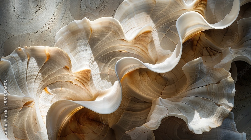 Poster Oceanic Elegance: Abstract Seashell Composition with Dynamic Patterns and Shadows