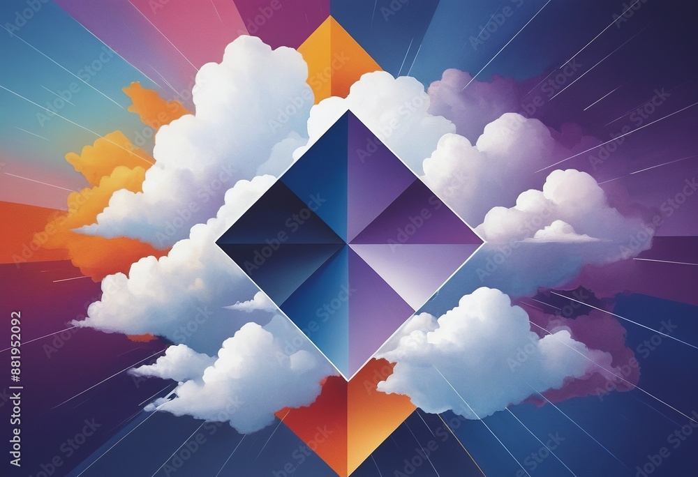 Poster cosmic kaleidoscope: a dazzling array of abstract shapes in a cosmic vortex