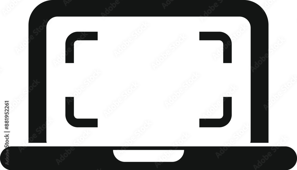 Poster simple icon of a laptop with image capture brackets on its screen