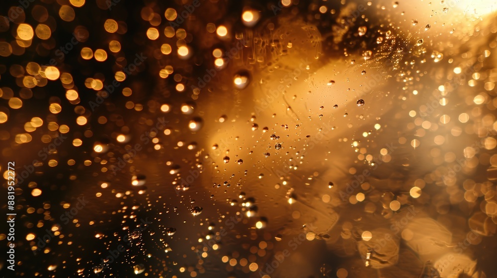 Poster tranquil raindrops: intimate abstract patterns on windowpane with natural light illumination