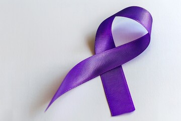Purple cancer awareness ribbon on white background Generative Ai