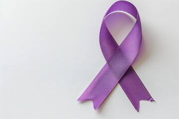 Purple cancer awareness ribbon on white background Generative Ai