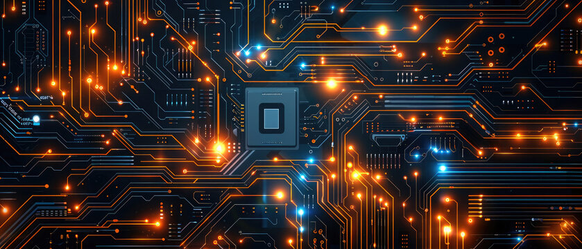 high detail technology electronic circuit transistor board electricity components NFC display connection wallpaper viewed from above
