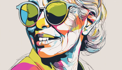 Menschen im vortgeschrittenem Alter haben spa&szlig; am Leben. Vektor. Ein bezauberndes Portrait f&uuml;r Mode-, Beauty- und Lifestyle-Konzepte. Perfekt f&uuml;r Nahaufnahmen und Makrofotografie.