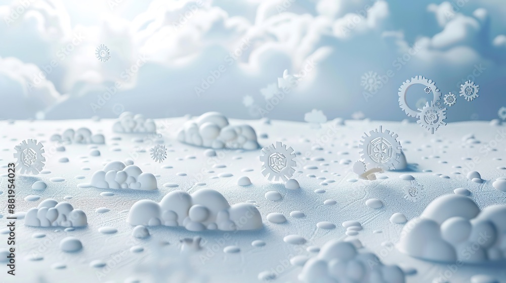 Poster tranquil macro weather symbols in minimalistic white setting