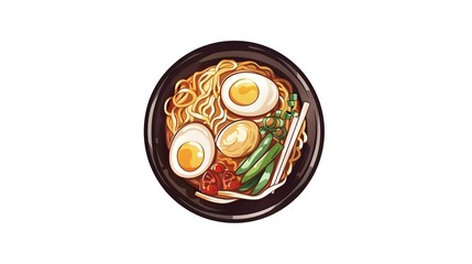 Tantalizing Boat Noodle Soup Illustrated in Vivid Cartoon Style