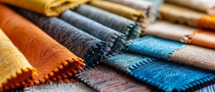 Close-up of colorful fabric swatches.