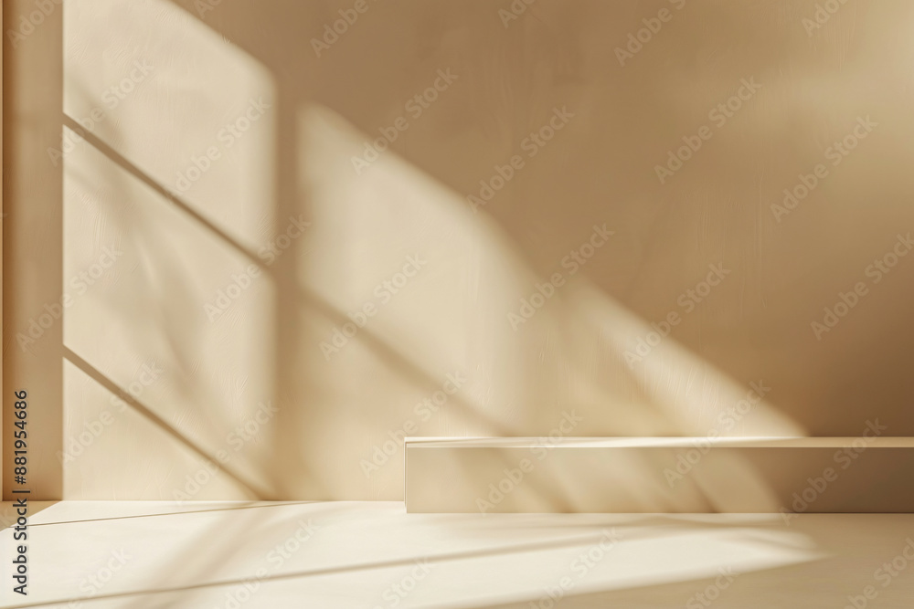 Poster beige background with soft shadow and light, minimal studio room for product display presentation or