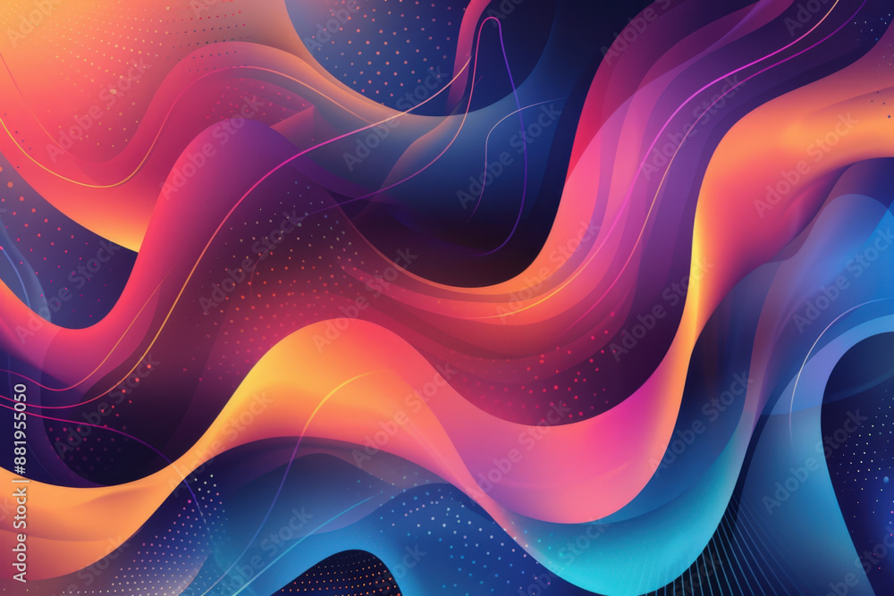 Poster modern abstract background with colorful waves blending together and forming a trendy design
