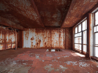 abandoned building, old factory, interior of an empty room