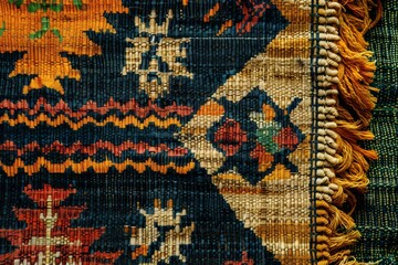 Close-up of a flat surface of a Southeast Asian style hand-woven textile pattern