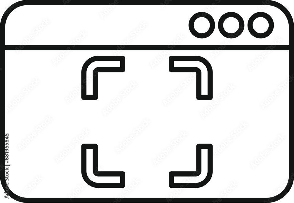 Poster simple black and white icon of a computer screen showing a focusing interface