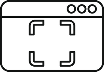 Simple black and white icon of a computer screen showing a focusing interface