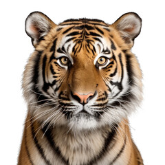 Intense Tiger Gaze tiger face shot Isolated Transparent Background