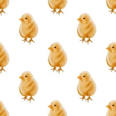 Seamless pattern with cute little chickens illustrations, chickens pattern, chickens fabric design, little chickens drawing