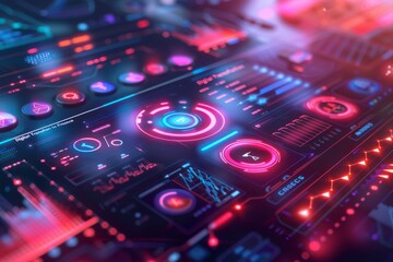 Futuristic Interface with Glowing Neon Lights