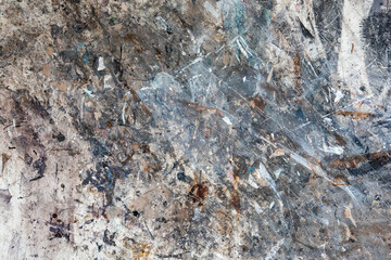 Old, dirty wood surface with traces of acrylic paint