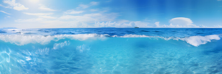 Mesmerizing Panoramic View of the Vast and Tranquil Deep Blue Ocean Under the Azure Sky