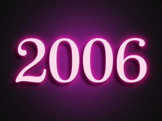Pink glowing Neon light text effect of number 2006.