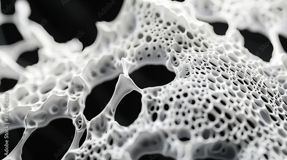 Poster ethereal biological patterns: high contrast macro imagery of intricate details on white background w