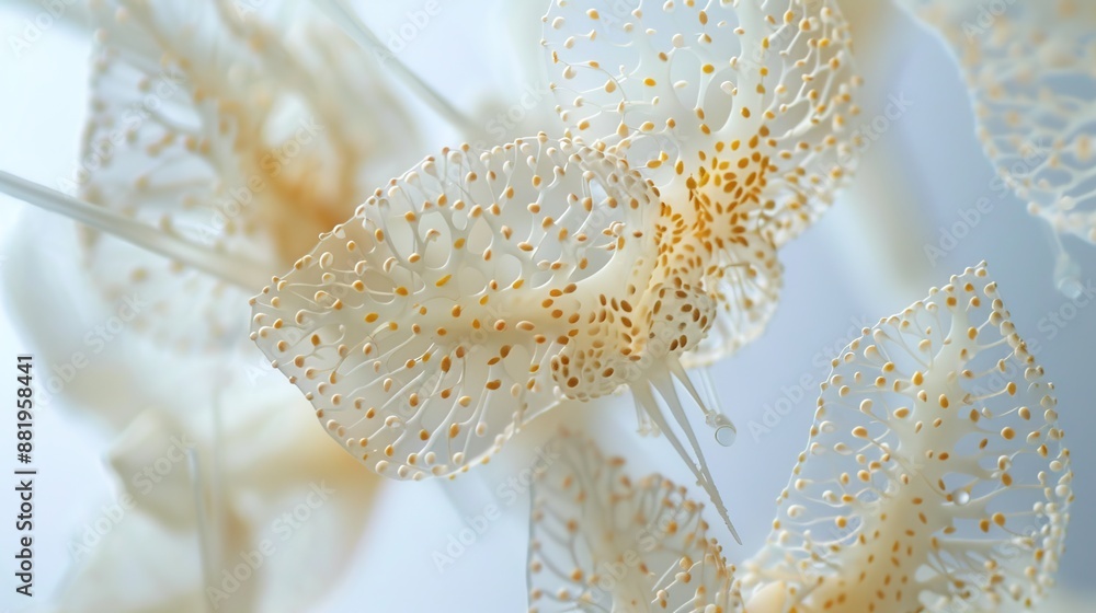 Poster delicate patterns of nature: macro photography in soft light on white background