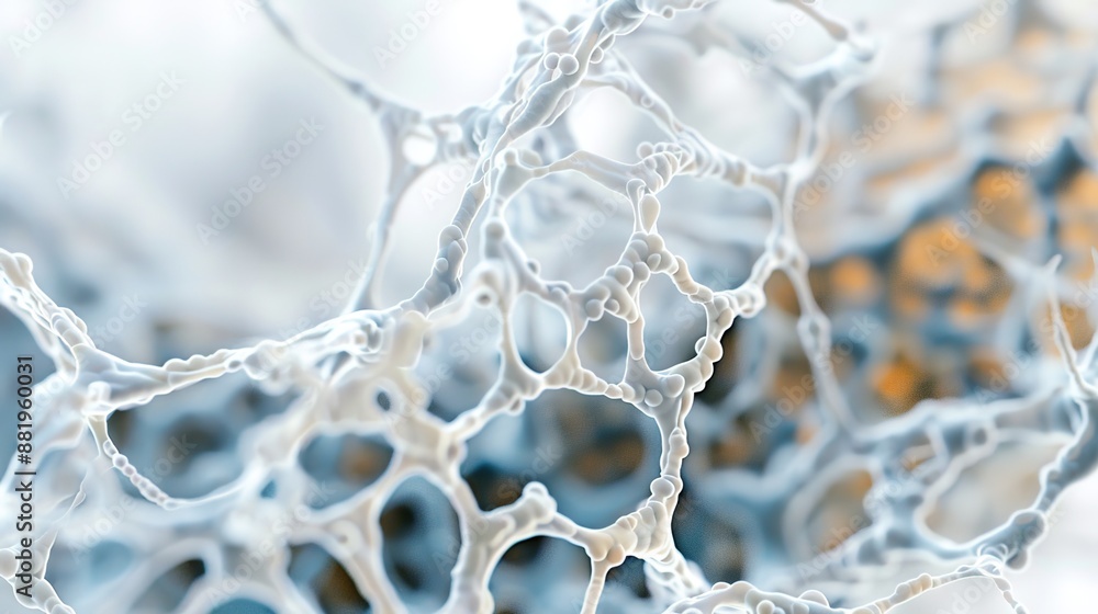 Poster macro close-up of delicate biological structures on white background with high contrast