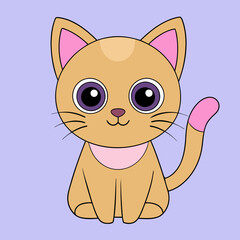 Cute red scottish fold cat with orange eyes lying on grey textile sofa at home. Soft fluffy purebred short hair straight-eared kitty. Background, copy space, close up