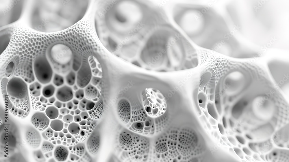 Poster intricate biological macro study on white background with soft light