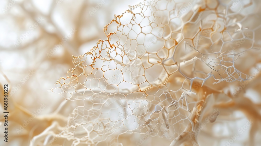 Poster intricate beauty in high contrast: macro shot of biological elements with soft natural light on whit
