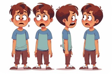 Cartoon Boy Character Poses and Expressions