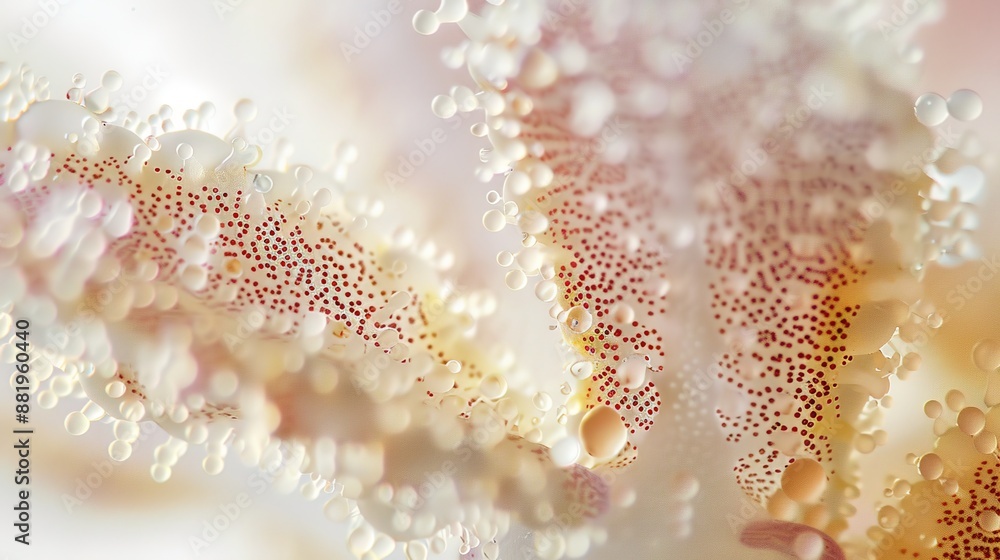 Poster close-up exploration of organic patterns in macro photography on white background with soft natural 