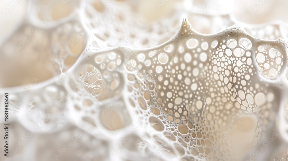 Poster organic macro textures in soft light on white background with high contrast depth