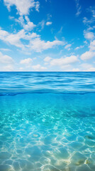 Mesmerizing Panoramic View of the Vast and Tranquil Deep Blue Ocean Under the Azure Sky