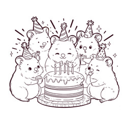 Quokka birthday cake with candles