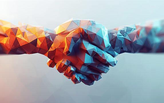 Conceptual image of two people shaking hands. 3d render
