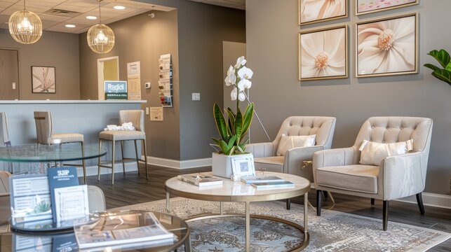 Modern Botox Clinic Lobby with Comfortable Seating and Stylish Decor for Patient Comfort