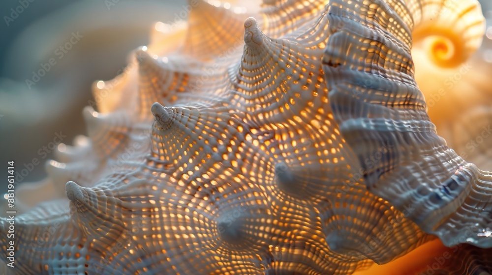 Aufkleber delicate translucent seashell revealing intricate patterns in soft light