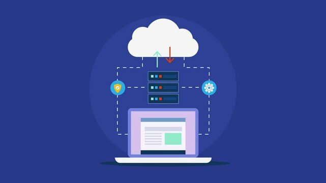 Cloud computing architecture technology Saas animation video concept. 