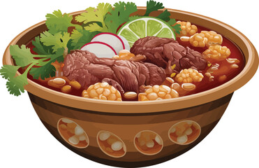 Mexican Food Pozole  vector art Illustration Design