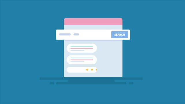 Reviewing keyword ranking on search engine, web traffic metrics and tracking performance data on dashboard, SEO analysis concept video animation.