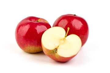 Red prince apples, isolated on white background.