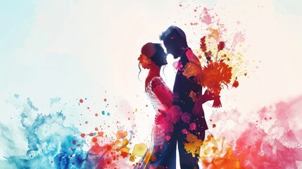 Obraz premium Silhouette of Wedding Couple