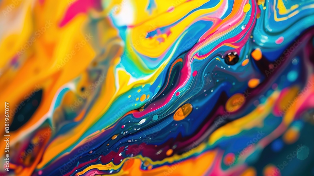 Poster Harmonic Convergence - Abstract Art with Vibrant Hues and Intricate Designs for Music Spectrum Analysis and Quantum Mechanics Exploration
