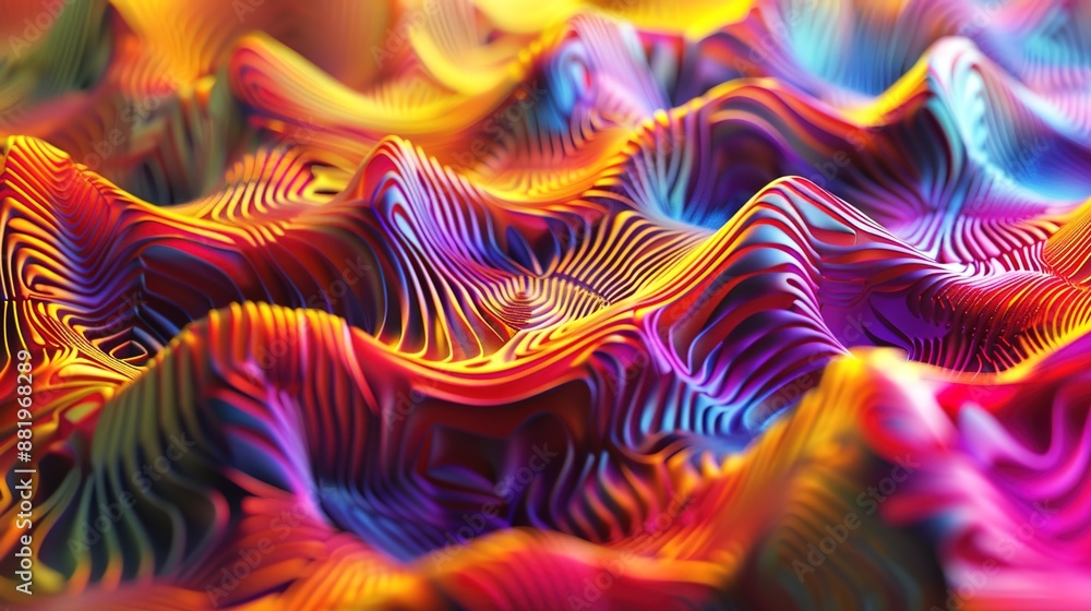 Poster quantum harmony - abstract high-resolution photograph of vibrant sound wave patterns