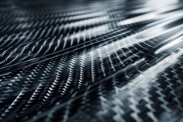 Carbon fiber with intricate grid-like pattern. Synthetic material with slight wrinkles. Small squares add depth. Suitable for tech, eco, fashion, design, abstract backgrounds.