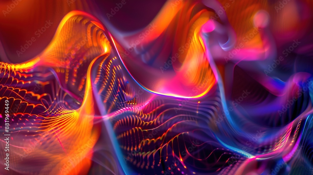 Aufkleber vibrant sine vibrations and fractal patterns: abstract macro art for music spectrum analysis and qua