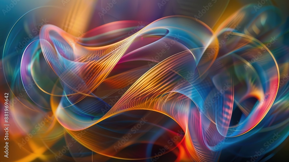 Poster vibrant sine waves: abstract macro art for music spectrum analysis and quantum theory projects