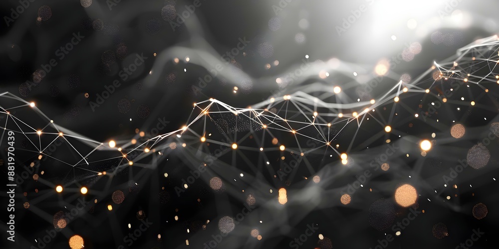 Poster abstract gray plexus background with glowing lines and dots ideal for technology. concept technology