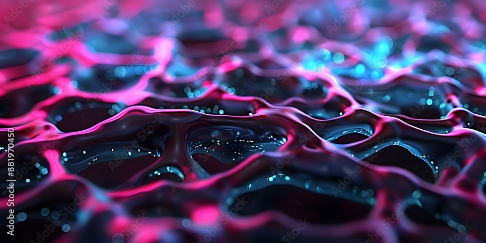 Poster vibrant abstract neural network representing ai data processing with neon glow. concept ai visualiza
