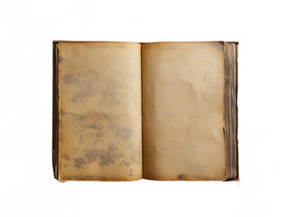 Fototapeta premium Top view of an old open book on a transparent background. AI generated